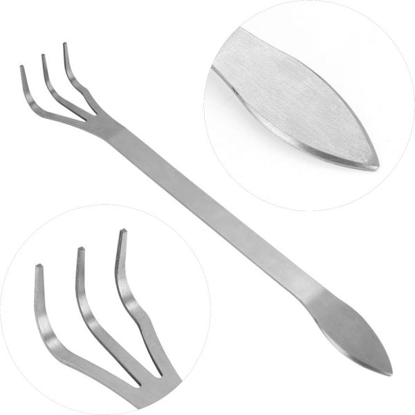 Manuel rive med 3 kløer i rustfrit stål med ergonomisk greb