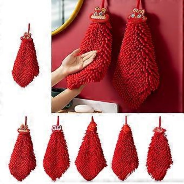 Väggmonterad Torkduk Röd Handduk Absorberande Snabbtorkande Rengöringsduk Kök Badrumstillbehör Chenille Material B