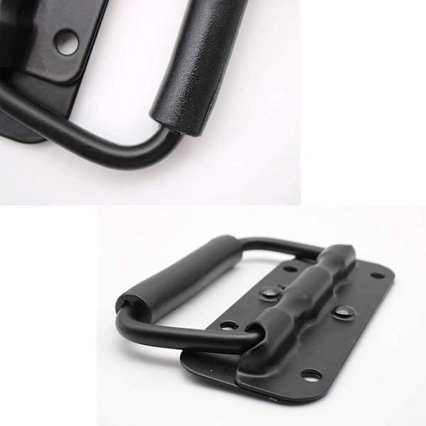 4 stycken lådhandtag, metallvikbart handtag, svart lådhandtag, fjäder