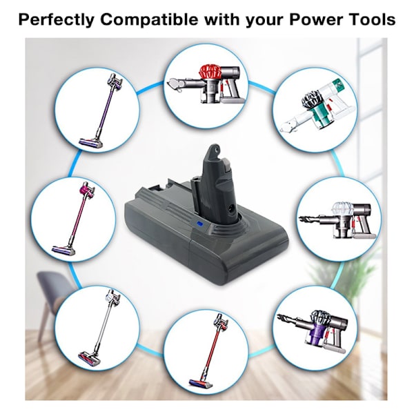 21,6 V 2500 mAh:n vaihtoakku Dyson V6 -sarjan DC62 DC -malleihin