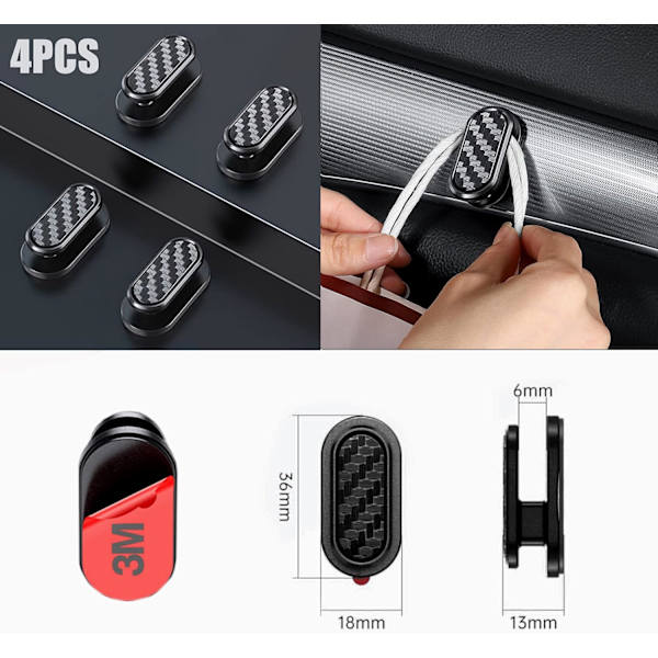 4-pack multifunktionella mini-bilkrokar för bilens baksäte, självhäftande