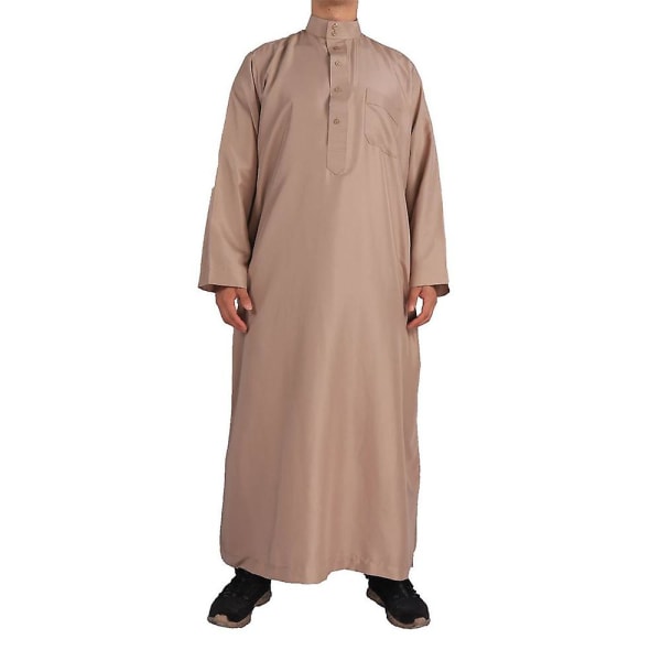 Islamisk Saudi-muslimsk långrock för män Dubai Arabictunic Toppblus Thobe Kaftan Kläder（54(S))