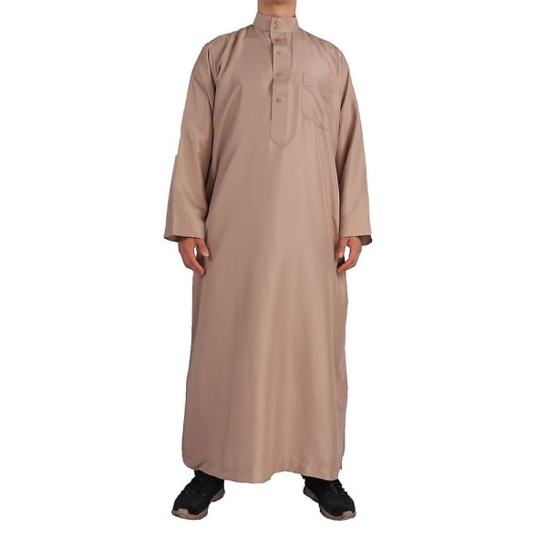 Mænds islamiske saudiske muslimske lange kjortel Dubai arabisk tunika top bluse Thobe Kaftan tøj（60(XL)）