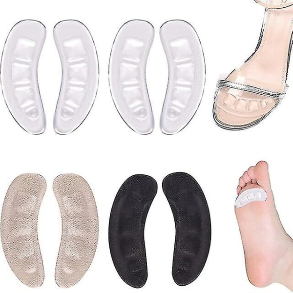 4 par Non-slip Silikonförfotspads Smärtlindring Kvinnor Inlägg Självhäftande Hälgel Höga Klackar Klistermärken Sandaler Metatarsalkuddar