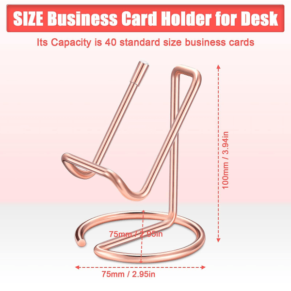 2 st metall visitkortshållare för skrivbord, mobiltelefonställ, elegant linje visitkortshållare stativ, kontor