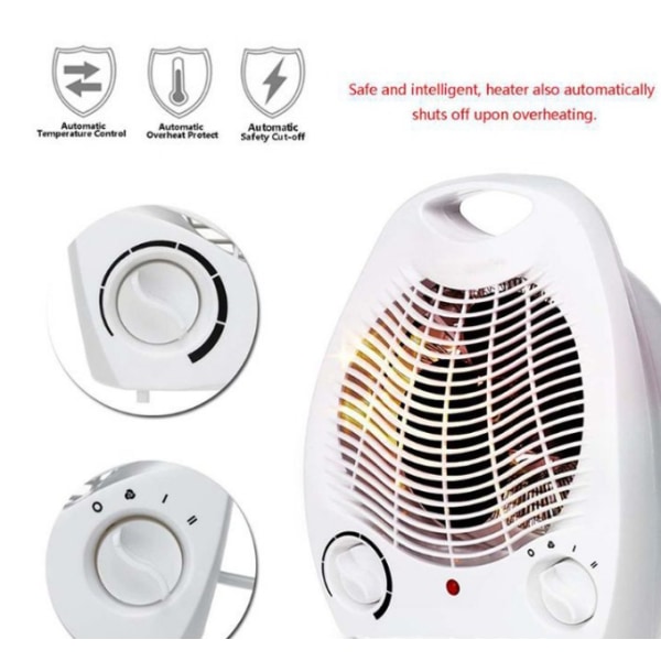 1PC White Bathroom Fan Heater with Adjustable Thermostat - Low Co