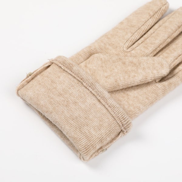 Beige thermal gloves, breathable cycling gloves, knitted gloves