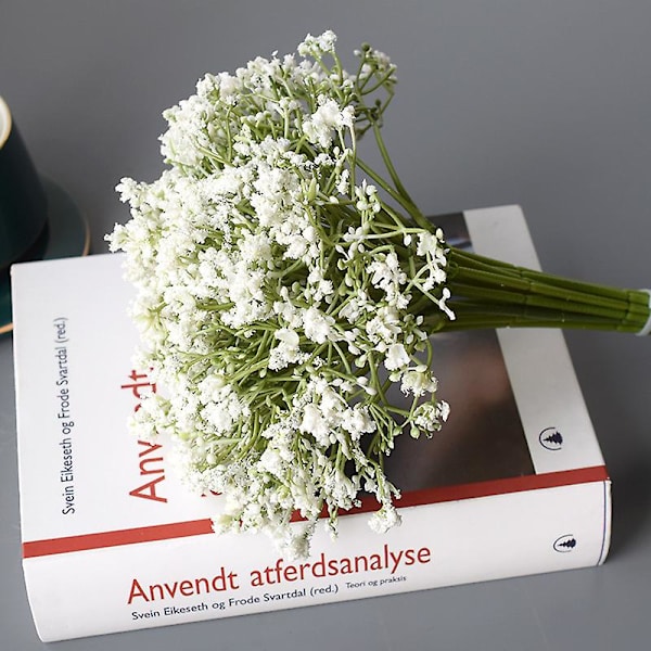 16 kpl Simuloitu Gypsophila Tekokukka Morsiamen Hääkoriste Käsikimppu Hääkoristeluun (Valkoinen)