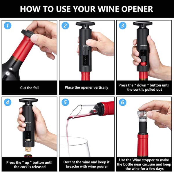 Vinkorkskruv Presentset Mini Manuell Korkskruv Vakuumpumpning Vin