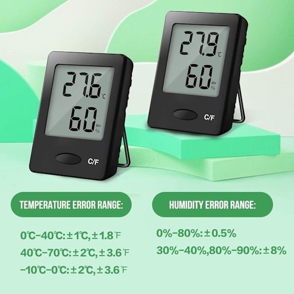 2PCS LCD Digital inomhus termometer hygrometer temperatur fuktighet