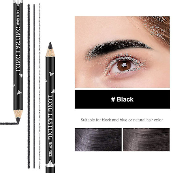 12 stk./pakke øjenbrynsblyanter eyeliner, mat vandtæt øjenbrynsblyant langtidsholdbar eyeliner øjenmakeup（sort）