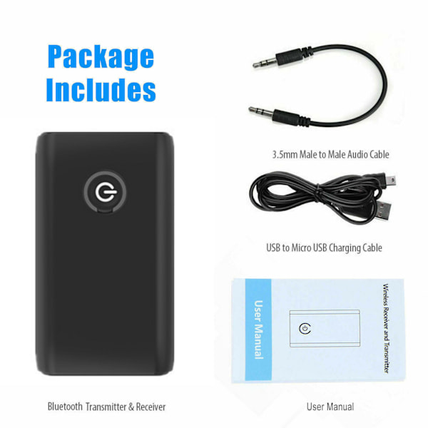 B10S bluetooth adapter 5.0 bluetooth sender modtager 2 i 1 3.5mm computer tv højttaler