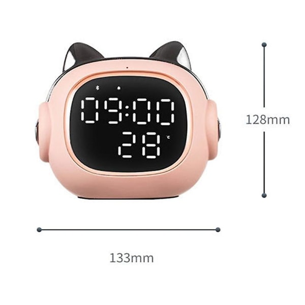 Funny Cat Digital Alarm Clocks med Bluetooth Speak - Rosa