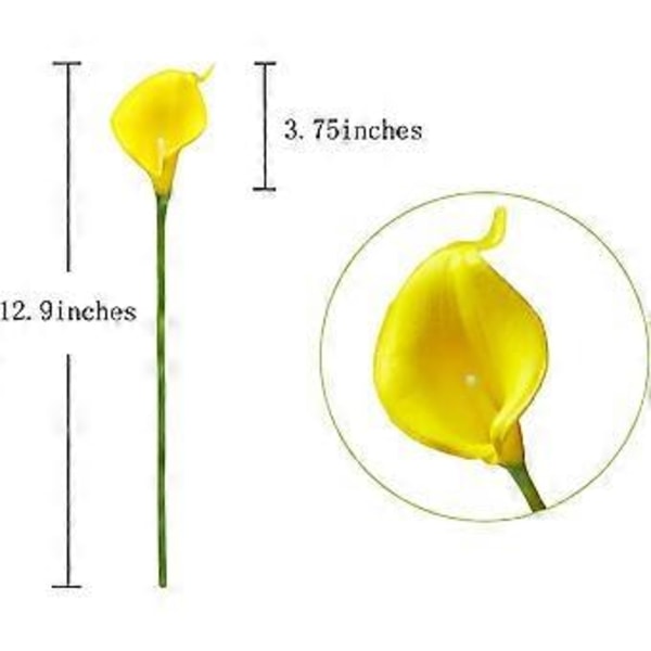 Set med 20 konstgjorda kallaliljor, realistiska bröllopsbukettblommor för heminredning