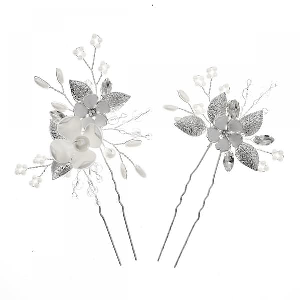 Hårnål 2 stycken bröllop brud blomma hårnålar