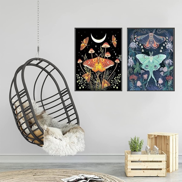 Diamantmålningssatser för vuxna DIY 5D Svampar Diamantkonst Målning med Runda Diamanter Full Borr Fjäril Ädelstenskonst Målningsset för Hemväggsdekor Gåvor (12x16tum/30×40cm)