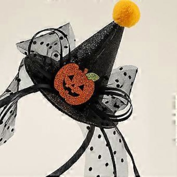 Halloween Söpö Tylli Hiuslenkki Panta Glitter Mini Kartiohattu Söpö Hiusklipsi Hiusvanne Poninhäntäpidike Valokuvarekvisiitta Musta
