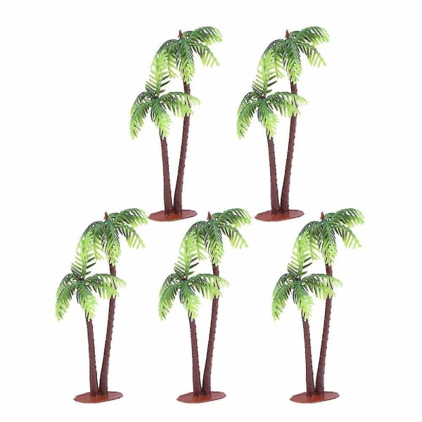 5 stk. Miniature palmetræ i plast til bonsai-håndværk og mikrolandskaber
