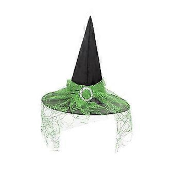 Heksehat Troldmandshat Troldkvindehat Fancy Dress Kasket Kostumetilbehør Spids Hat til Halloween, Karneval, Fest, Cosplay (Grøn) Green