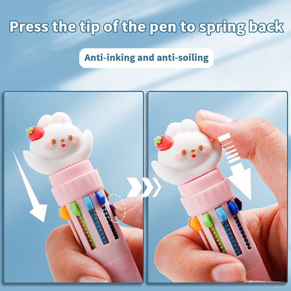 4 Multicolor Retractable Rolling Ballpoint Pens, 10 Colors Pen 0.