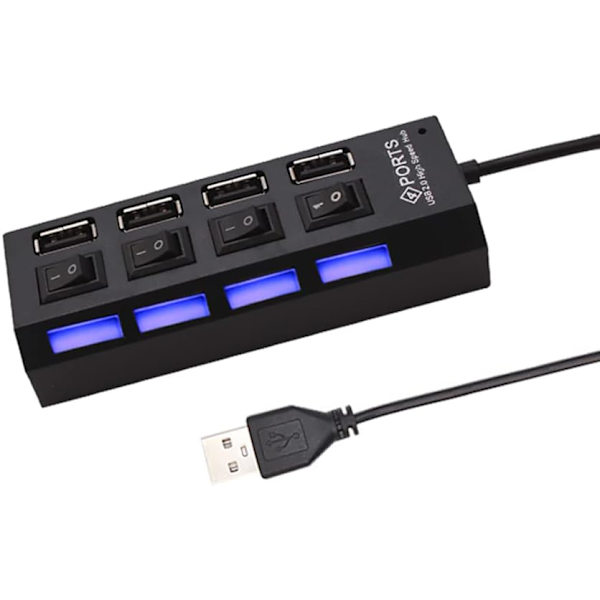 USB 2.0 Hub Multi USB Splitter Hub Använd Strömförsörjningsadapter USB 2.0 Hub