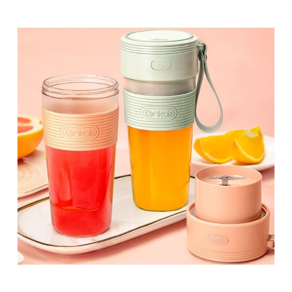 Bærbar blender, tilpasset størrelse blender for smoothies, juice og smoothies, USB-oppladbare juiceflasker, rosa