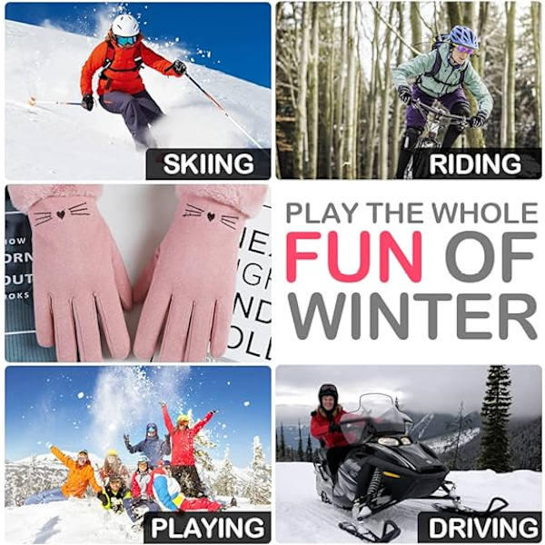 Dame vinterhandsker, touch screen cashmere snehandsker vinter kvinder varm cykling touch screen damer termiske handsker