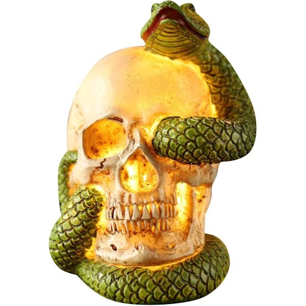 Slange i et kranieornament Halloween harpiks ornament dekoration Hal
