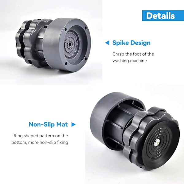 Anti-vibration pesukoneen matto, 4 kpl universaali pesukoneen alusta, säädettävä 7-10 cm anti-vibration anti-noise koneen tuki