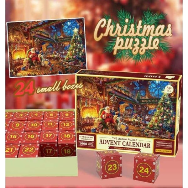 Puslespil adventskalender 2023, 1008 brikker puslespil 24 dage