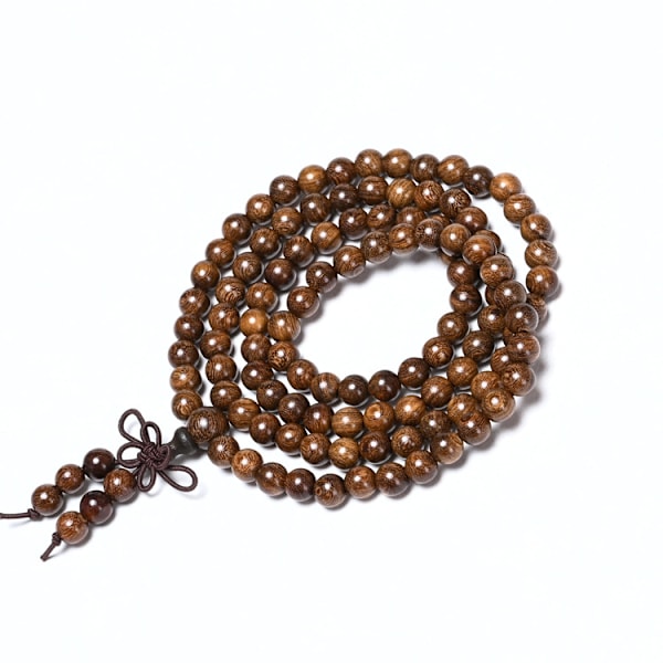 Armband i guldträ 10 mm 108 stycken Buddha-pärlor