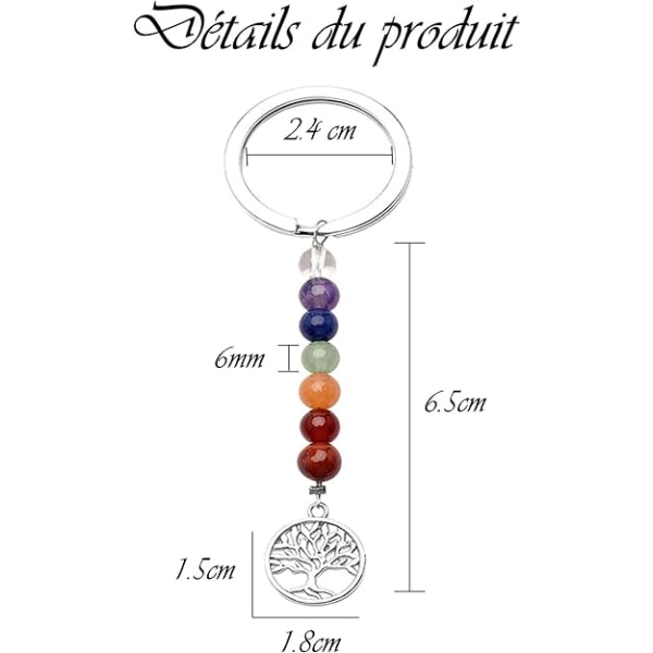 7 Chakra Stones Nøkkelring Nøkkelring Anheng Livets Tre Runde Edelstener