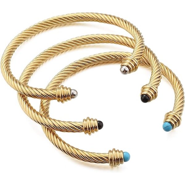 Kabel Manchet Armbånd Bangles til Kvinder Rustfrit Stål Wire Twiste
