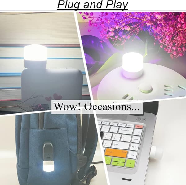 USB-nattlys 18 stk. Plug-in hvitt lys LED Mini Bright Night L