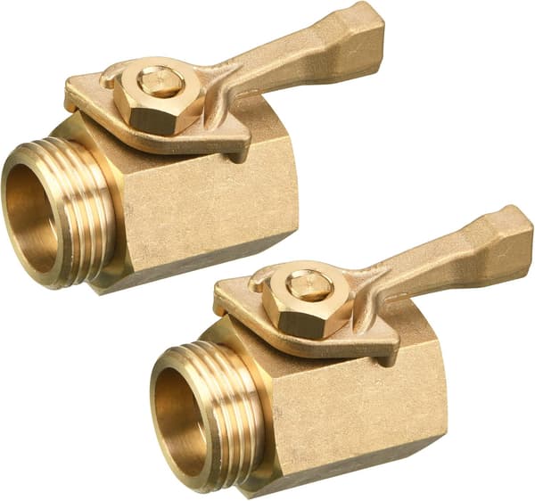 2-pack 3/4 tum tunga avstängningsventiler i mässing för trädgårdsslang med