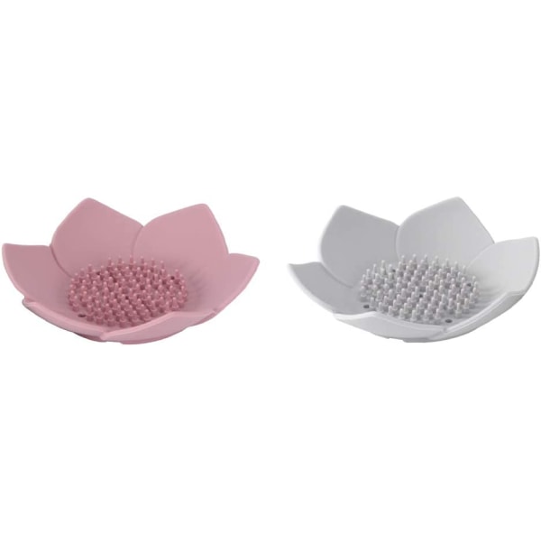 Lot de 2 Porte-Savon en Silicone en Forme de Fleur