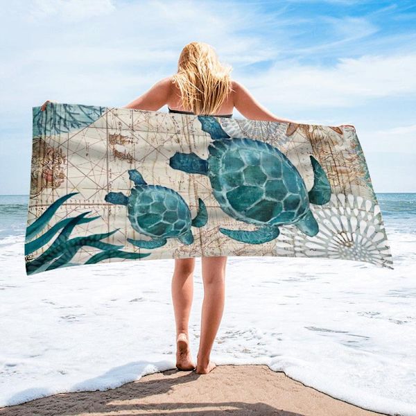 1 stk. Mikrofiber Strandhåndklæde, 150x75cm Sandfrit Strandhåndklæde Absorberende Hurtigtørrende Strandtæppe