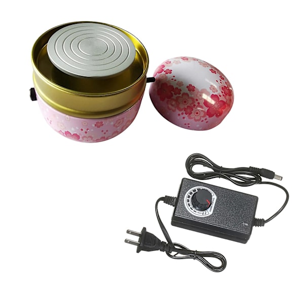 Mini elektrisk pottemagerhjul 6cm keramisk maskine variabel hastighed med uret/mod uret rotation til begyndere（Pink）