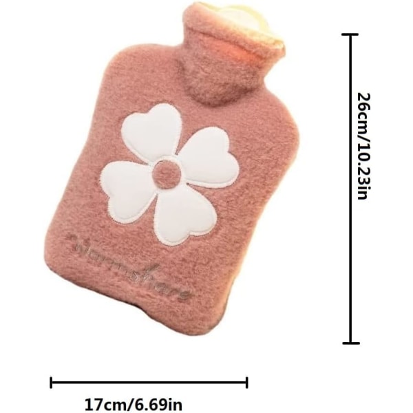 ( Pink) Varmtvandsflaske, Varmtvandsflaske med Betræk, 1000ML Smal