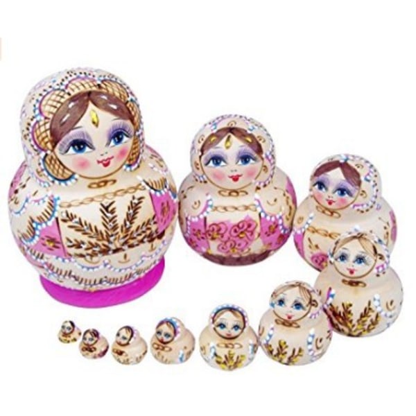 10 st fina ryska Nesting Dolls Matryoshka handmad