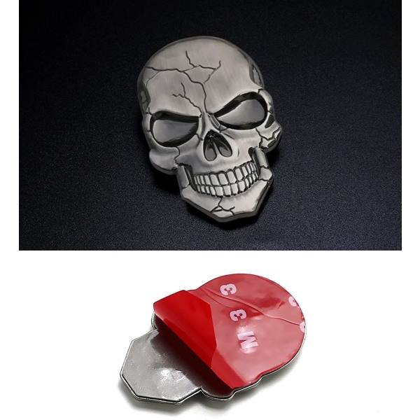 Autocollant en métal tête de Mort 3D pour Voiture et téléphone,Démon metall skalle huvud kroppslapp (brons)