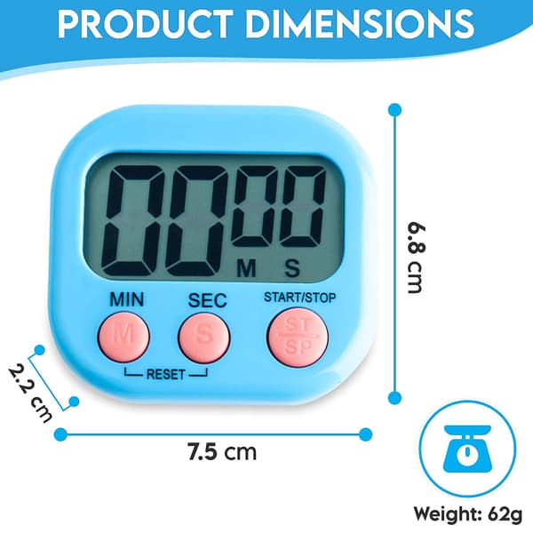 Magnetisk kökstimer Klocka Digital visuell timer Ljusstark display Nedräkning & Stoppur (Blå)