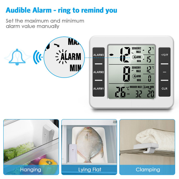 (New Version) AMIR Refrigerator Thermometer, Wireless Indoor Outd