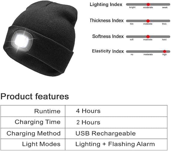 USB-ladattava LED-pipo, Hands Free 4 LED-taskulamppu, otsalamppu