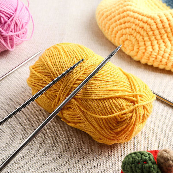 Dubbelstickade sticknålar set stickningsverktyg rostfritt stål hushållsnålar för tröjor och halsdukar set med 7 (5 per set) vit linjal