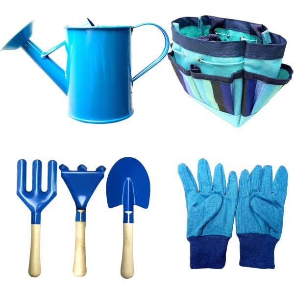 Trädgårdsredskap för barn, Trädgårdsleksak för barn med vattenkanna, handskar, Rak