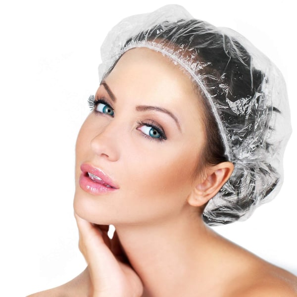 100 st engångsduschmössor, vattentät förtjockande elastisk cap, hårmössor för kvinnor Spa hem（100 st）