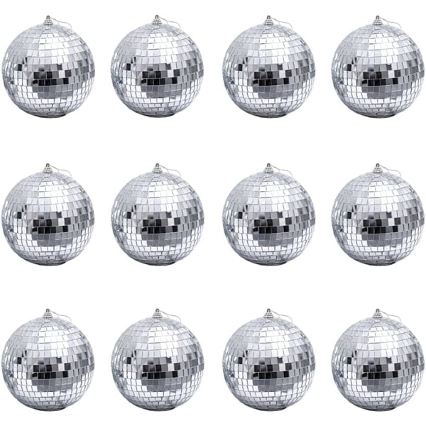 12 st 1,2 tum silver spegel discokulor julgranskula H