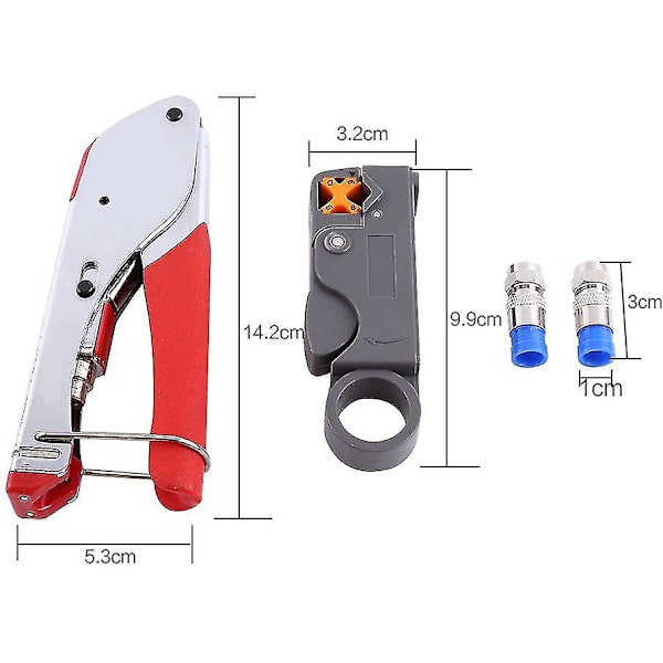 Krympe Tang Sæt - Tråd Krympetang Krympe Kit Med Koaksialt Kabel Tråd Afstripper, Rg6/rg59 F Kompressionskontakt, Tråd Krympetang Krympe Tang