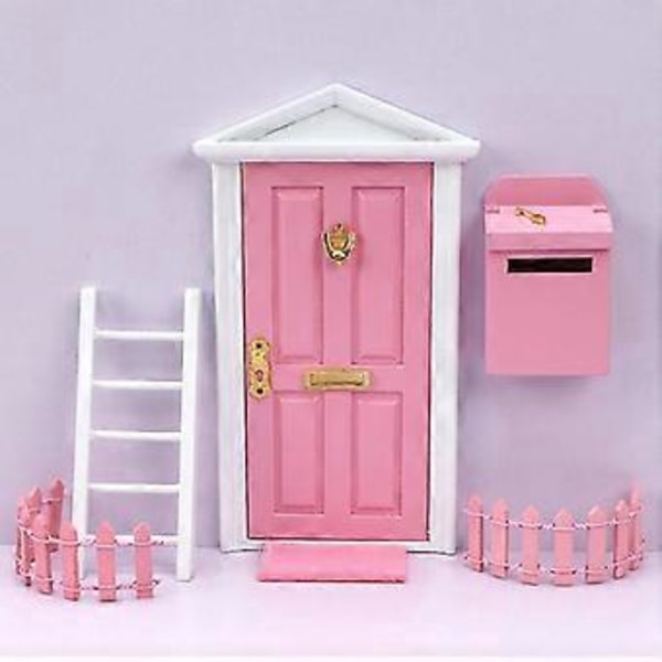 1:12 Skala Dukkehus Miniature Fe, Dør Møbelmodel til Eventyrhave (Pink)